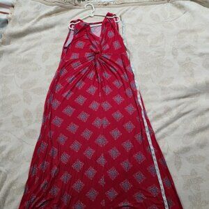 St. John's Bay Women's Petite Red Multi Maxi Dress